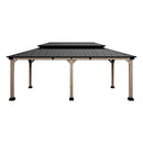 [12X20FT] Alora Heavy-Duty Backyard Cedar Wood Steel Hardtop Double Roof Gazebo Canopy (SAK91852)