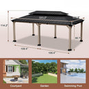 [12X20FT] Alora Heavy-Duty Backyard Cedar Wood Steel Hardtop Double Roof Gazebo Canopy (SAK91852)