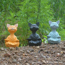 Meditative buddha cat figurine set – living room ceramic decor