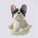 Meditative glossy bulldog resin statue set 5 piece garden decor
