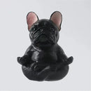 Meditative glossy bulldog resin statue set 5 piece garden decor