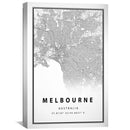 Melbourne White Map Canvas