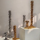 Melted style golden candlestick holder dining room molten metal decor