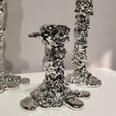 Melted style golden candlestick holder dining room molten metal decor