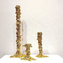 Melted style golden candlestick holder dining room molten metal decor