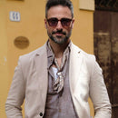 Verona - Silk Neckerchief - White & Sand