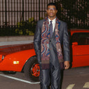 Aosta - Wool Scarf - Burgundy, Blue & Brown