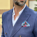 Nebbiolo - Silk Pocket Square - Blue and Red