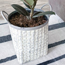 Whitewashed Woven Metal Baskets, Set of 2