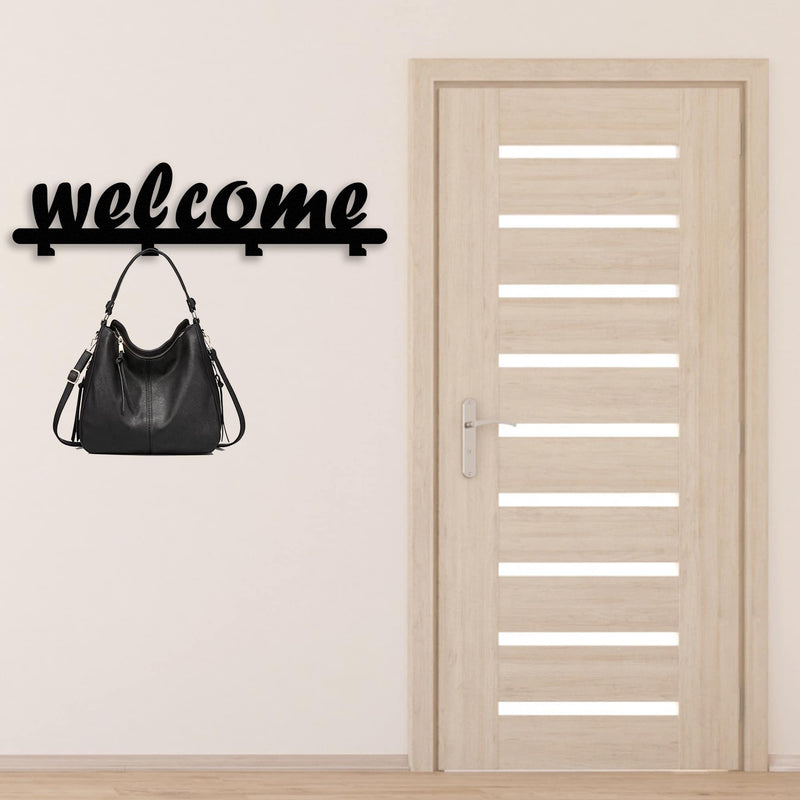 Welcome Written Metal Coat Rack