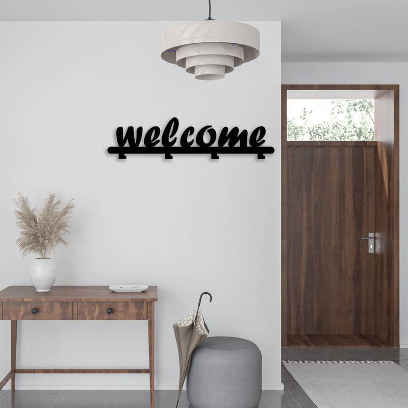 Welcome Written Metal Coat Rack