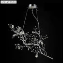 Metallic gold branch chandelier with crystal bead dining room light