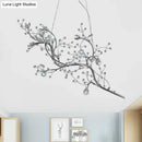 Metallic gold branch chandelier with crystal bead dining room light