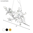 Metallic gold branch chandelier with crystal bead dining room light