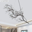 Metallic gold branch chandelier with crystal bead dining room light