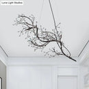Metallic gold branch chandelier with crystal bead dining room light