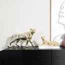 Metallic gold & silver leopard resin sculpture living room decor