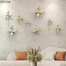 Metallic gold & silver pigeon wall ornaments living room dove statue