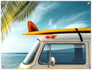 Beach Van Print Metal Wall Art – Retro Coastal Ocean Scenic Home Decor