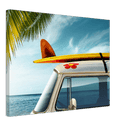 Beach Van Print Metal Wall Art – Retro Coastal Ocean Scenic Home Decor
