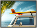Beach Van Print Metal Wall Art – Retro Coastal Ocean Scenic Home Decor