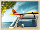 Beach Van Print Metal Wall Art – Retro Coastal Ocean Scenic Home Decor