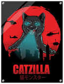 Catzilla Print Metal Wall Art – Funny Cat Humor Pop Culture Home Decor