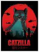 Catzilla Print Metal Wall Art – Funny Cat Humor Pop Culture Home Decor