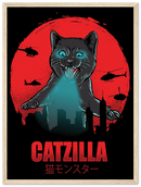 Catzilla Print Metal Wall Art – Funny Cat Humor Pop Culture Home Decor
