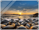 Rock Beach Print Metal Wall Art – Coastal Ocean Scenic Nature Wall Decor
