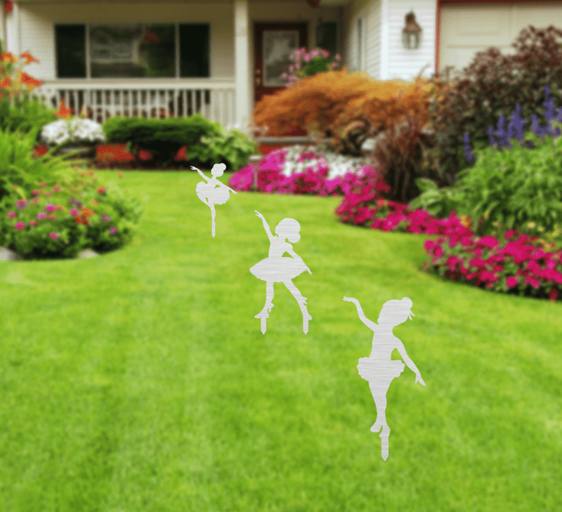 3 Piece Dancing Girls Garden Stakes Metal Art