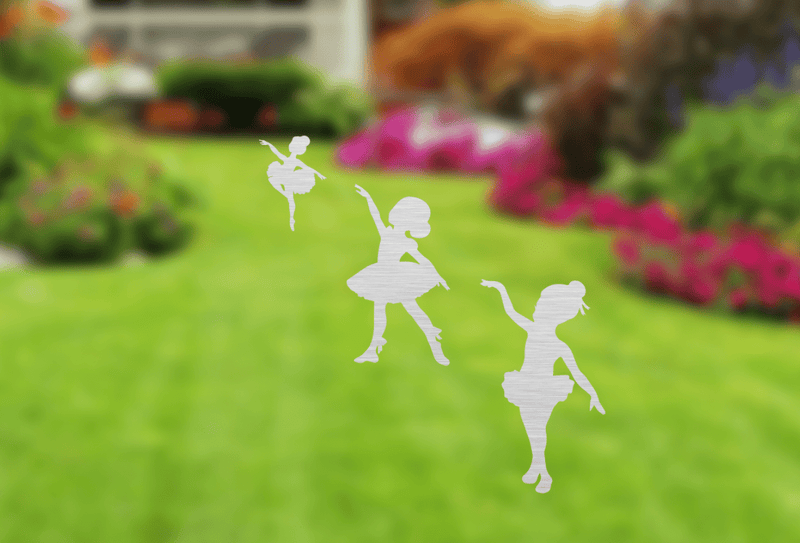 3 Piece Dancing Girls Garden Stakes Metal Art