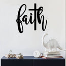 Faith Cross Script Metal Wall Art – Christian Inspirational Word Sign Home Decor