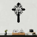 Flower Cross Metal Wall Art – Christian Faith Floral Religious Home Decor