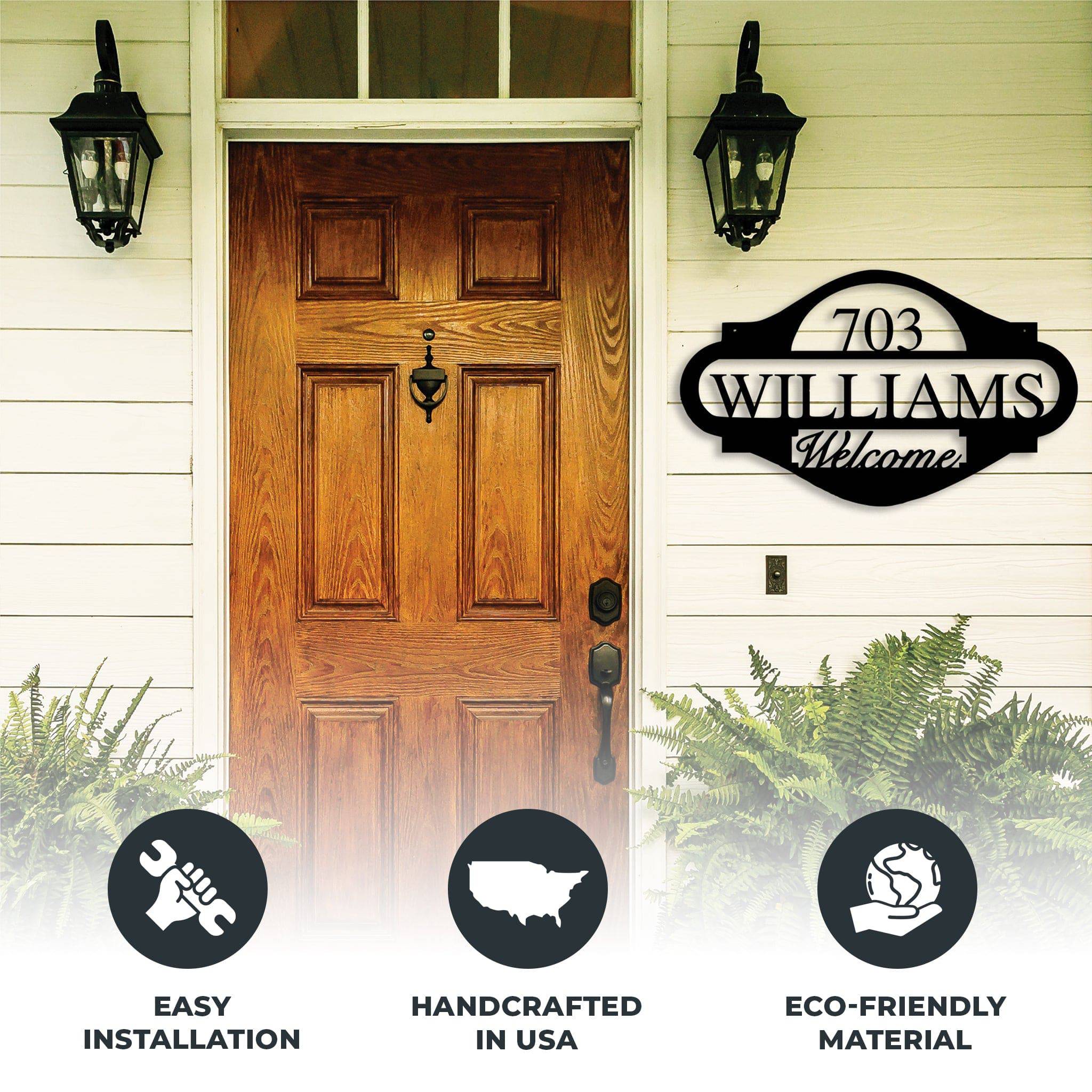 Name Monogram Address Sign - Metal Wall Art