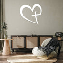 Heart Cross Metal Wall Art – Christian Faith Love Religious Home Decor