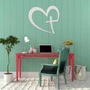 Heart Cross Metal Wall Art – Christian Faith Love Religious Home Decor