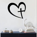 Heart Cross Metal Wall Art – Christian Faith Love Religious Home Decor
