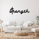 Strength Cross Script - Metal Wall Art