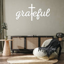 Grateful Cross Script Metal Wall Art – Christian Faith Inspirational Home Decor
