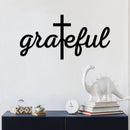 Grateful Cross Script Metal Wall Art – Christian Faith Inspirational Home Decor