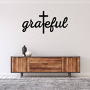 Grateful Cross Script - Metal Wall Art