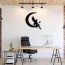 Fairy Moon Metal Wall Art – Mystical Fantasy Celestial Nature Home Decor