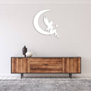 Fairy Moon Metal Wall Art – Mystical Fantasy Celestial Nature Home Decor