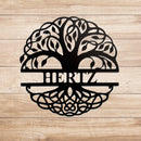 Family Tree Monogram Metal Wall Art – Personalized Family Name Home Decor
