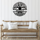 Family Tree Monogram Metal Wall Art – Personalized Family Name Home Decor