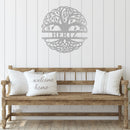 Family Tree Monogram Metal Wall Art – Personalized Family Name Home Decor