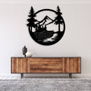 Drift Boat Mountain Metal Wall Art – Fishing River Outdoor Cabin Decor