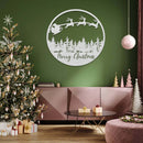Merry Christmas Sleigh Scenery Metal Wall Art – Holiday Festive Santa Home Decor