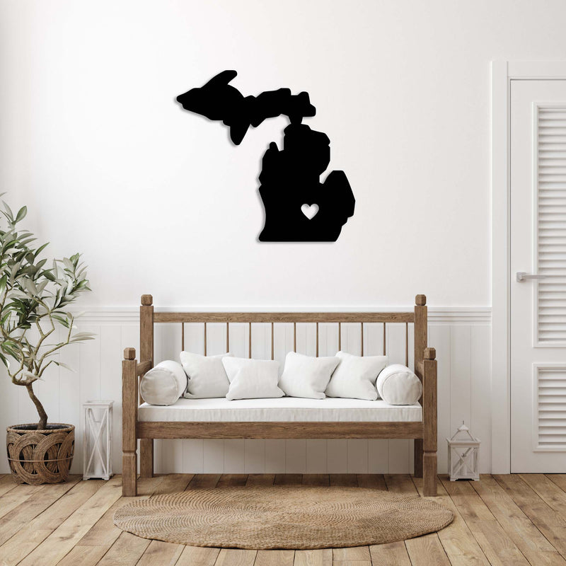 Michigan Love State - Metal Wall Art